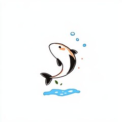 Cartoon Fish Jumping in Water Illustration