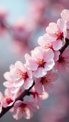 Soft pink blossoms on white cherry tree branches, blossoming, blossoms, springtime