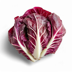 Obraz premium Fresh red radicchio with vibrant purple leaves on transparent background
