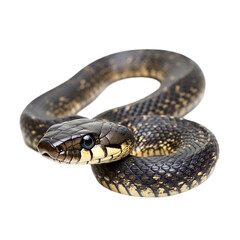 Fototapeta premium Close-up of a Dice Snake (Natrix tessellata) on Black Background