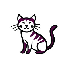 Cute cartoon cat with purple stripes, perfect for pet lovers.