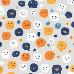 Cheerful Emojis Seamless Pattern: A Joyful Collection of Cute Cartoon Faces