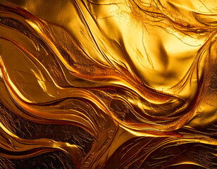 Luxury Gold Foil Abstract Background with Rich Golden Textures and Elegant Waves