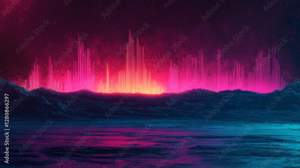 Poster modern design projects enhanced by digital abstract art and colorful pixelation