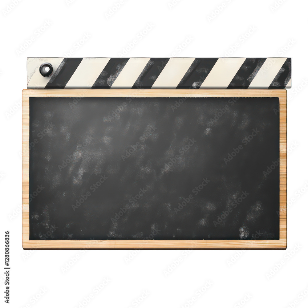 Poster clapperboard with chalk isolated on transparent background