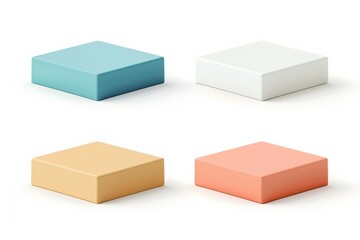 Four blank square podiums stand to show products on white background, Vector illustration.