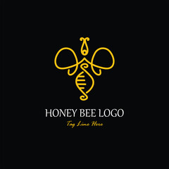 Honey bee logo design with a simple line art concept