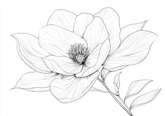 Fototapeta premium Coloring pages of large garden flowers, roses, peonies, magnolias, lilies.