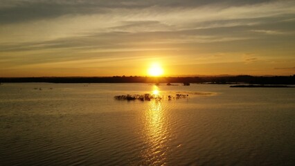 sunset over the lake
