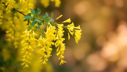 "Selective Focus on Vibrant Yellow Soft Caress Mahonia in Bloom"