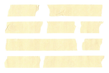 collection of adhesive tape strips on transparent background	