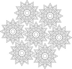 Christmas Geometric Detailed Mandala Adult Coloring Page Intricate Circular Pattern Zentangle