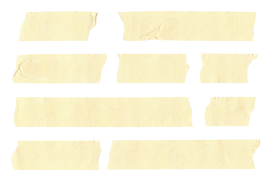 collection of adhesive tape strips on transparent background	