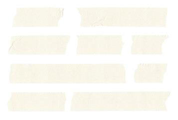 set of adhesive tape pieces on transparent background, isolated, extracted, png file