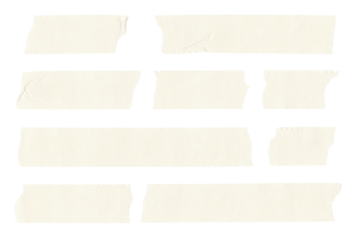 set of adhesive tape pieces on transparent background, isolated, extracted, png file