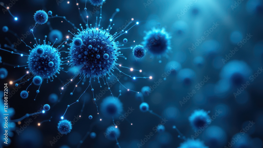 Aufkleber high-resolution microscopic image of semaglutide molecules with a dark background.