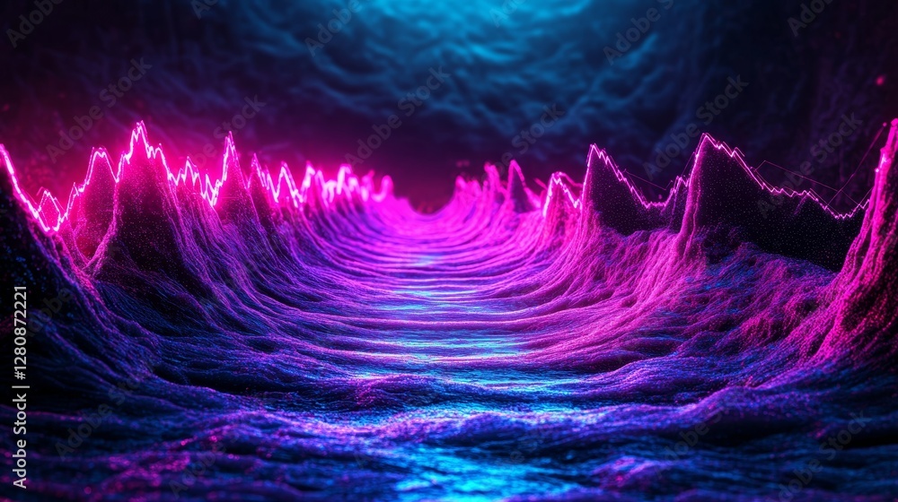 Poster dynamic rendering creates a digital backdrop of enormous data and abstract technologies set against 