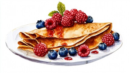 Watercolor Crepes Art - French Cuisine Illustration