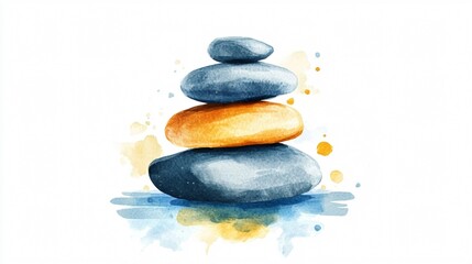 Watercolor Stack Stones Illustration