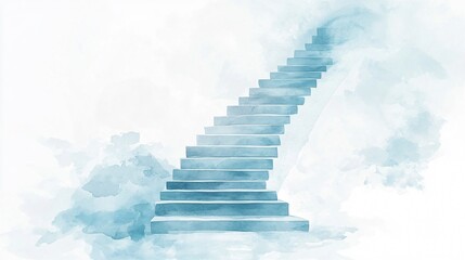 Watercolor Staircase Symbolism Painting
