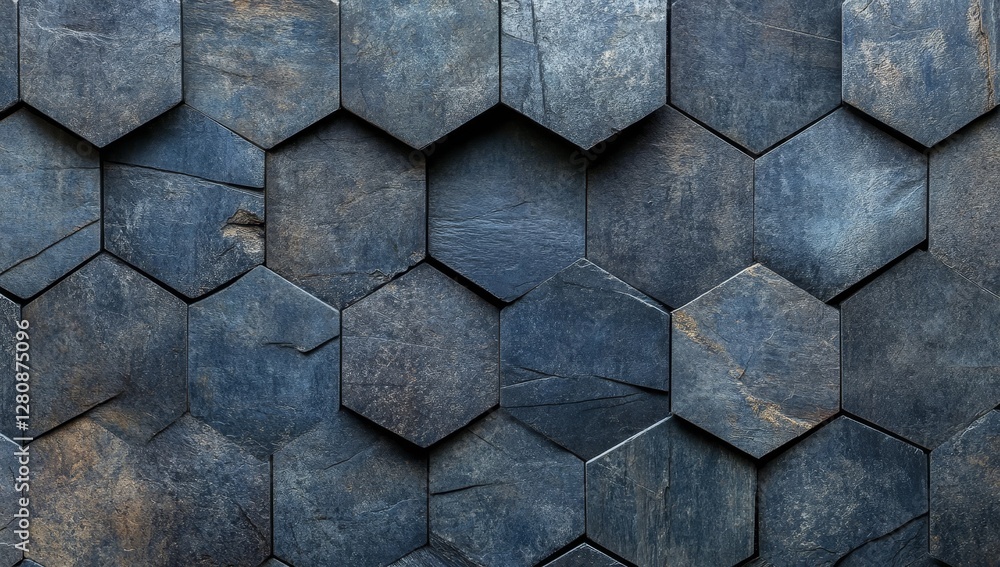 Aufkleber abstract black 3d hexagons and octagons come together to create a dark honeycomb grid pattern, formi