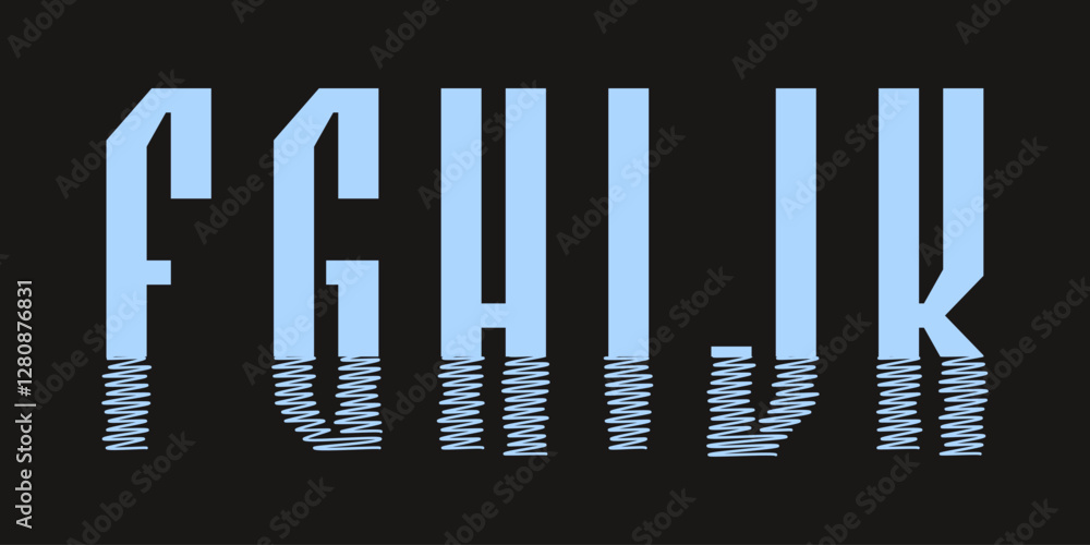 Aufkleber digital vector letters f-k with a futuristic glitch effect. light blue text fades into a linear stro