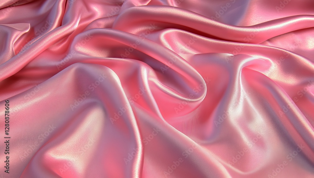 Poster a 3d rendered abstract soft rainbow gradient color cloth viewed from above is set against a pink sil