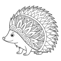 Hedgehog Coloring Page: Detailed Zentangle Style Illustration for Adults and Kids, Printable Animal Art Therapy Activity Sheet
