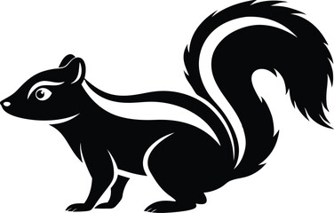 skunk silhouette, skunk line art silhouette, skunk svg, vector illustration 