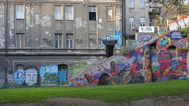 Graffiti Art Wall Memorial to Robin Williams at Staircase Savamala in Belgrade Serbia