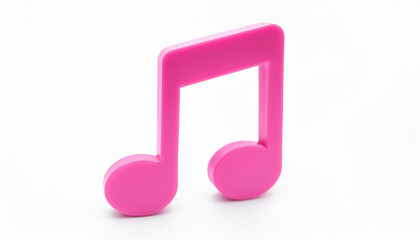 Vibrant pink 3D music note icon isolated on white backdrop. Music notation. Perfect for application