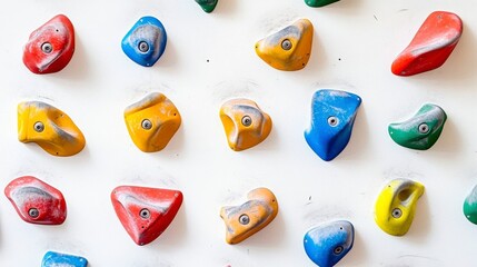 Indoor Climbing Wall with Colorful Holds for Fitness and Recreation Training