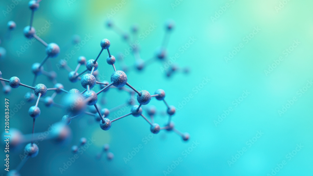 Aufkleber high-resolution microscopic image showing a cluster of semaglutide molecules.