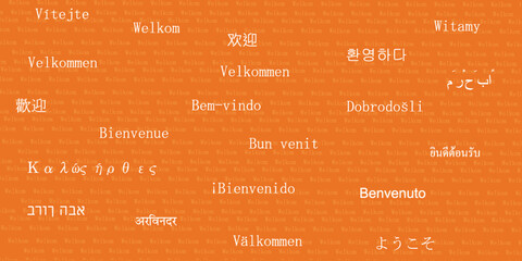 Composition of Welcome messages in many different languages vector illustration design background
