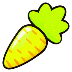 Vibrant Yellow Carrot with Green Leaves Isolated on Transparent Background Illustration