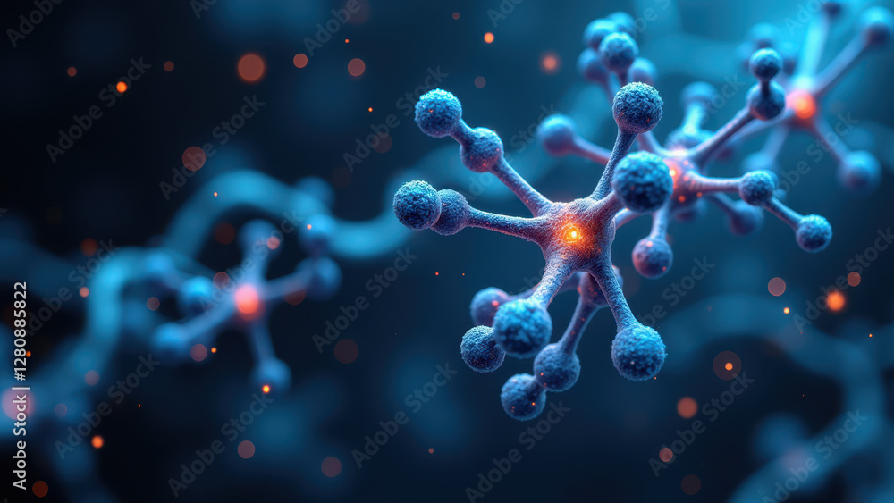 Poster an artistic rendering of semaglutide, a type of molecule.