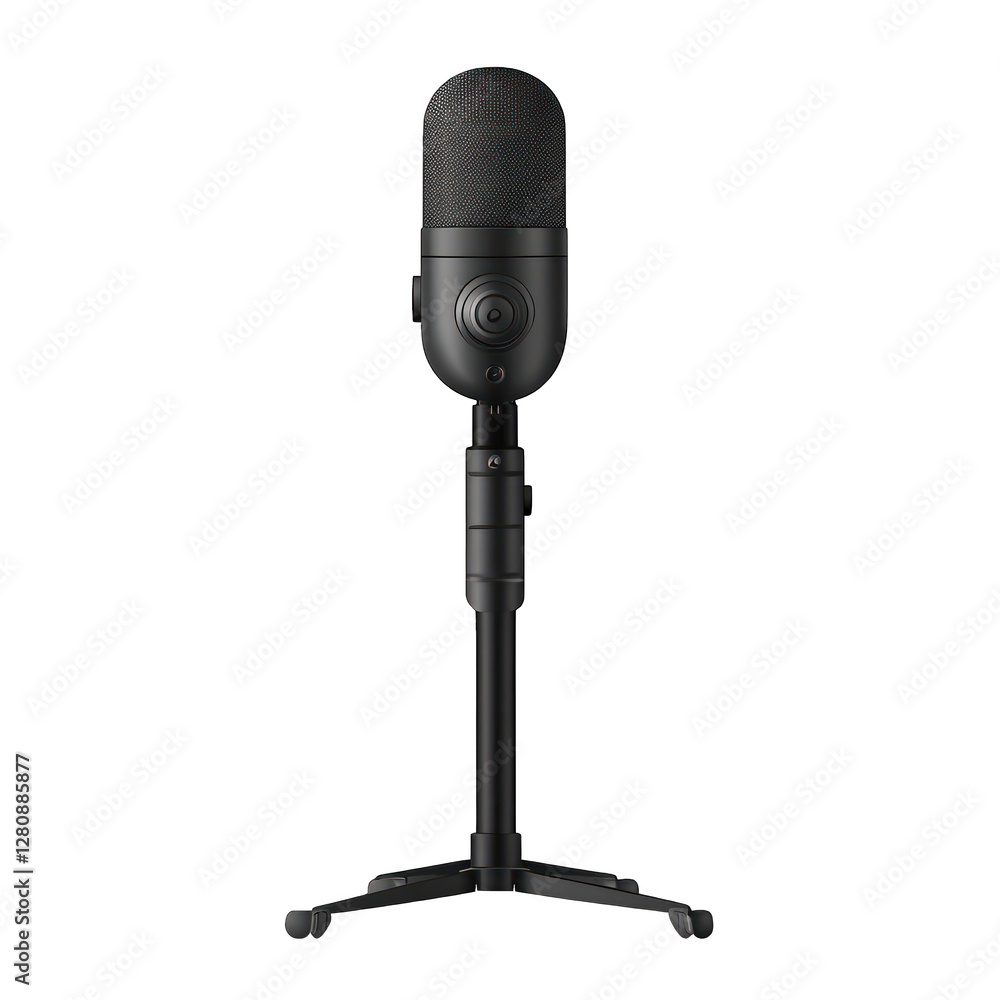 Poster microphone on stand isolated on transparent background