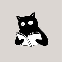 Black Cat Reading a Book