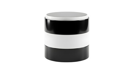 Elegant Black and White Cosmetic Container on Neutral Background for Mockup
