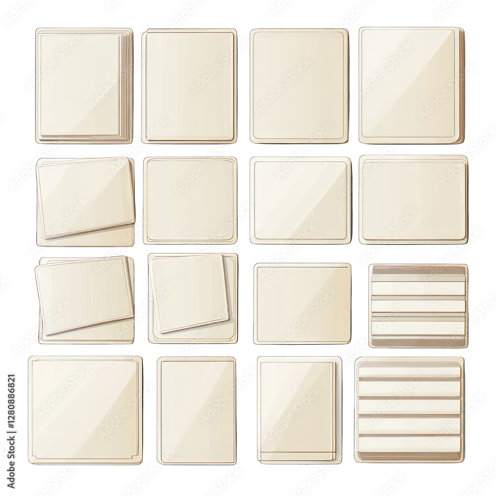 Poster set of flashcards isolated on transparent background