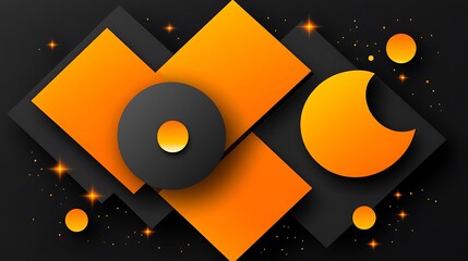 Abstract Orange and Black Geometric Design
