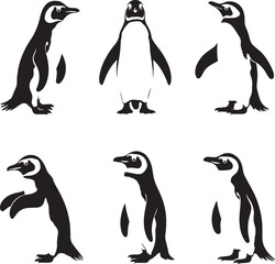 Fototapeta premium Penguin Silhouettes Collection Vector Illustration
