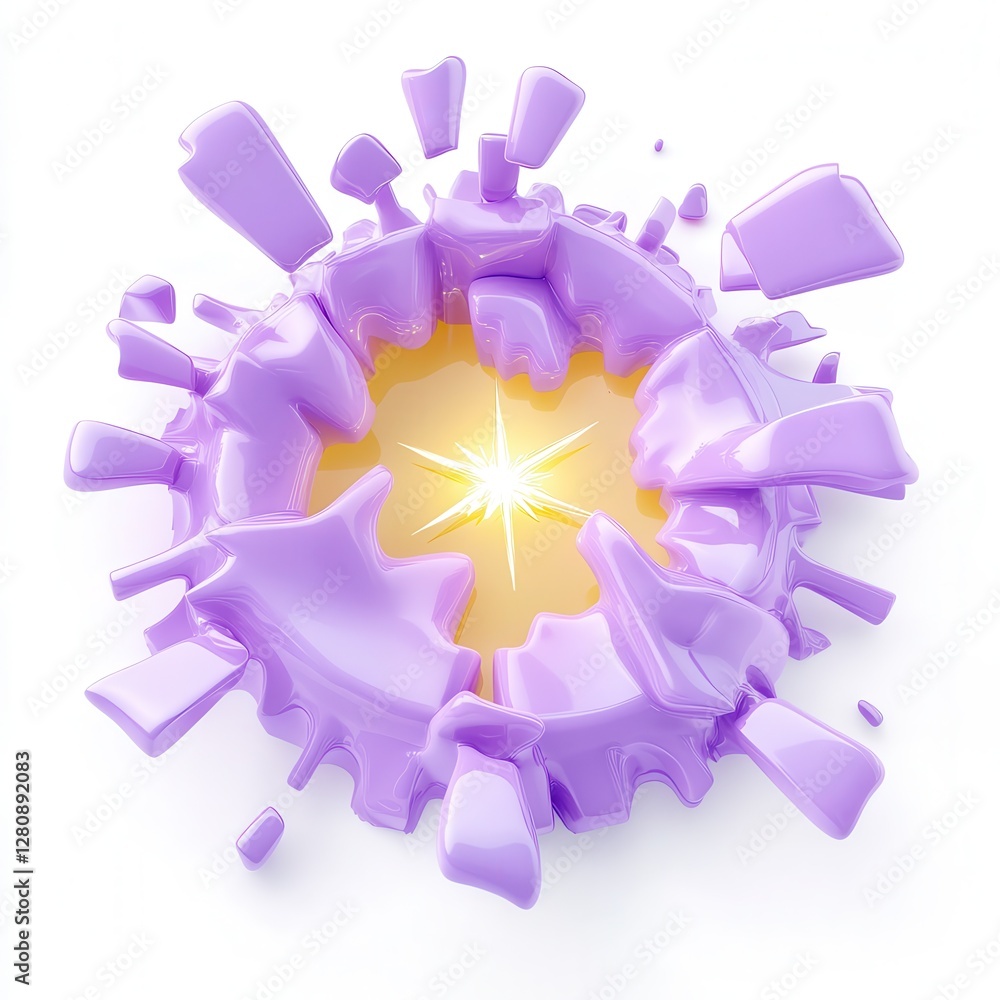 Poster a burst of purple splashing outwards, creating a dynamic and energetic visual effect with a bright c