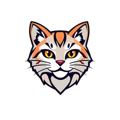 Obraz premium Adorable Cat Mascot Logo with a Playful Expression on a Clean White PNG Background