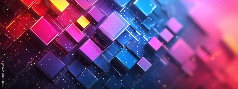 Aufkleber abstract colorful 3d cubes digital art background pattern design