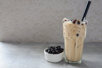 A cup of  Bubble milk tea  with bubbles
