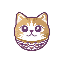 Adorable Cartoon Cat with Wavy Pattern - Cute Pet Illustration