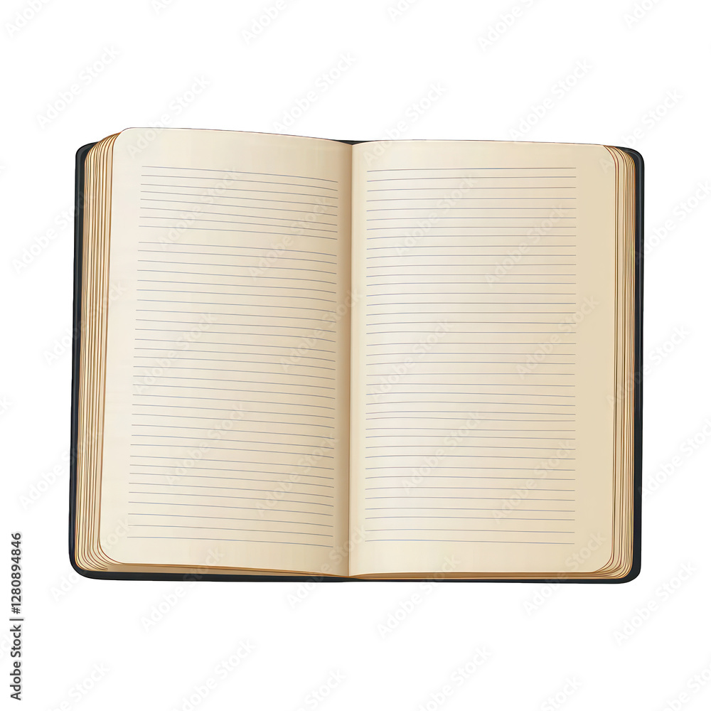 Poster opened notebook isolated on transparent background