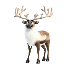 Obraz premium Cheerful Cartoon Reindeer with Antlers and Friendly Smile