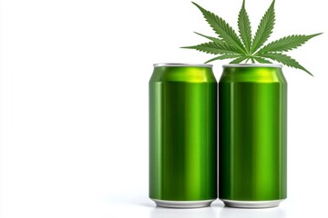 Collection of beverage cans with a cannabis theme
